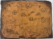 Listing image for BIG Treasure Map Pirate Maps Distressed Wall Art Print CANVAS Poster