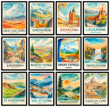 Listing image for World Cities Travel Poster Print | Famous Skyline Wall Art for Home Decoration