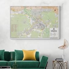 Listing image for 1972 Map of Damascus Syria Historic Urban Development Landmarks & Syrian History