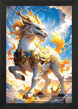Listing image for Mythical Creature Asian Framed Wall Art Poster Canvas Print Picture