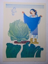 Listing image for Original Soviet Poster Ukraine Folk art Girl with Giant Cabbage Folklore Costume