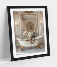 Listing image for BABY ELEPHANT IN BATH FANCY BATHROOM FRAMED WALL ART PICTURE POSTER PRINT