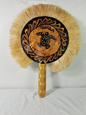 Listing image for Vintage Tongan Hand Fan Sea Turtle Woven Fiber Tapa Art Tonga Polynesian Decor