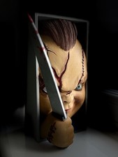 Listing image for Chucky Horror Bust Statue Knife Display- Hand Painted Horror Collectible Decor