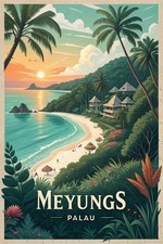 Listing image for Stunning Meyungs Palau Travel Poster - Tropical Paradise Art Print A1-A4 Poster