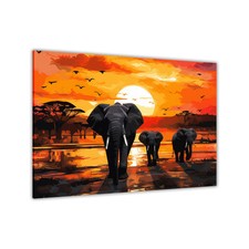Listing image for African Sunset Elephants Canvas Wall Art Picture Print