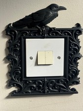 Listing image for Raven Gothic Light Switch Cover Black Occult Wall Decor Dark Aesthetic