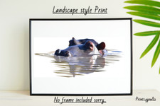 Listing image for HIPPO PRINT POSTER PICTURE WALL ART HOME DECOR A4 GIFT UNFRAMED
