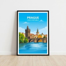Listing image for Prague Czech Republic Travel Poster Wall Art Print Holiday Gift
