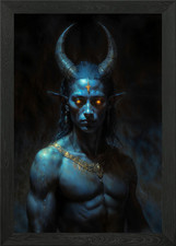 Listing image for Jinn, Blue-Skinned Demon with Horns Framed Wall Art Poster Canvas Print Picture