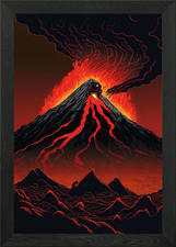 Listing image for Volcano Landscape Framed Wall Art Poster Canvas Print Picture