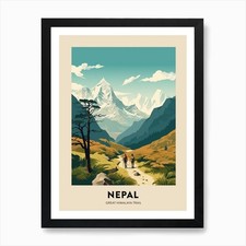 Listing image for Great Himalaya Trail Nepal 2 Vintag Framed Wall Art Poster Canvas Print Picture