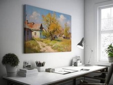 Listing image for Rustic Abandoned Village Painting Wall Art Canvas Unframed Print Art