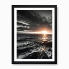 Listing image for Sunset Over The Ocean 251 Art Print Framed Wall Art Poster Canvas Print Picture