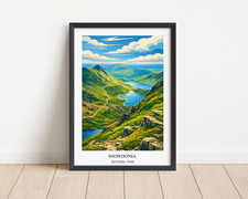 Listing image for Snowdonia National Park Print Wales Mountain Travel Poster Wall Art