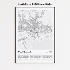 Listing image for Ulaanbaatar City Map Print, Mongolia Travel Poster, Modern Map, Wall Decor Art