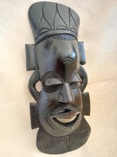 Listing image for Black Ebony Wood Handcrafted African Face Mask, mid 20th century wall decor