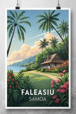Listing image for Vibrant Faleasiu Samoa Travel Poster - Tropical Paradise Art Print A1-A4 Poster