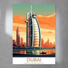 Listing image for Dubai UAE A4 Poster, Prints, Wall Art, Travel Poster, Retro Poster