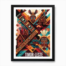 Listing image for Abstract Pattern Culture Timor Lest Framed Wall Art Poster Canvas Print Picture