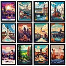 Listing image for Vintage Travel Prague Holiday Poster Classic Retro Print Home Decor Wall Art