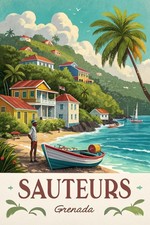 Listing image for Captivating Sauteurs Grenada Travel Poster - Caribbean Vibes Art Print A1-A4 Pos