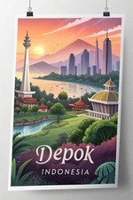 Listing image for Vibrant Depok Indonesia Cityscape - Exotic Travel Poster Print A1-A4 Poster Art