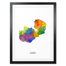 Listing image for Zambia Map, Poster, Canvas or Framed Print, watercolour painting 10974