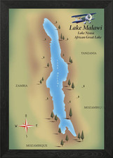 Listing image for Lake Malawi African map Framed Wall Art Poster Canvas Print Picture