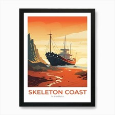 Listing image for Namibia Skeleton Coast Travel Art P Framed Wall Art Poster Canvas Print Picture