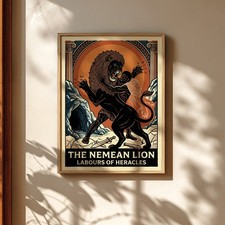 Listing image for Nemean Lion Poster - Greek Mythology Art, Ancient Greece Decor