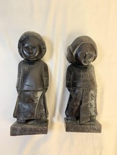 Listing image for Vintage Myanmar Hand Carved Wood Figurines Pair Folk Art Sculpture Statue Decor