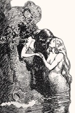 Listing image for 17659.Wall Decor Poster.Interior Art.Dark Mermaid Folklore Mythic Ocean B&W