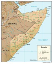 Listing image for Somalia Physical Geography Physiographic Map Country Nation Poster Print
