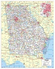 Listing image for Georgia State Wall Map Large Print Poster - 24"Wx30"H