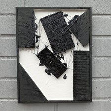 Listing image for Brutalist MCM Wall Art Wood Texture Abstract Architectural Interior Design No.10