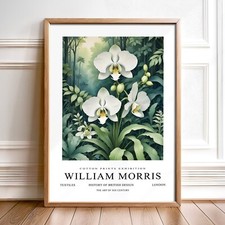 Listing image for William Morris Inspired Cotton Prints Botanical Exhibition Poster Art Orchids