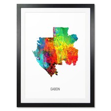 Listing image for Gabon Map, Poster, Canvas or Framed Print, watercolour painting 10833