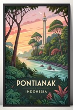 Listing image for Mesmerizing Pontianak, Indonesia Travel Poster - Borneo Rainforest Art Print A1