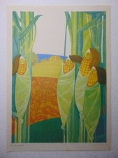Listing image for Original Soviet Poster Ukraine Folk art Corn Girls Costume Folklore Maize Cobs