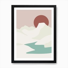 Listing image for Minimal Volcanic Lake Art Print Framed Wall Art Poster Canvas Print Picture