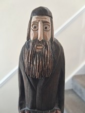 Listing image for VINTAGE JEWISH FOLK ART WOODEN SCULPTURE OF RELIGIOUS MAN AND MENORAH 🕎