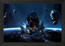 Listing image for Meteorite explosion sci-fi Framed Wall Art Poster Canvas Print Picture