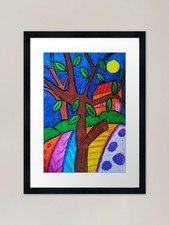 Listing image for Folk art Framed Art Print Framed Wall Art Poster Canvas Print Picture