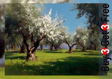 Listing image for Orchard Trees 5"x7" Print on Matte Paper | Oil Spring Landscape Art