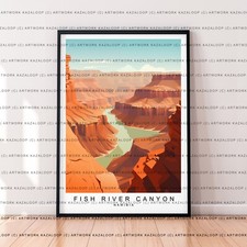 Listing image for Fish River Canyon Namibia Unframed Illustration Desert Scenic Landscape Poster