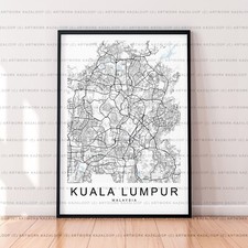 Listing image for Kuala Lumpur Unframed Map Poster Print Kuala Lumpur Malaysia Map Print Decor