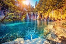 Listing image for Stunning Waterfall Nature Tropical Forest Wall Art Framed Canvas Pictures