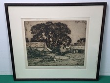 Listing image for Framed Vintage Cotswold Farm Folk Art Print Signed by Sir Arthur East A/F