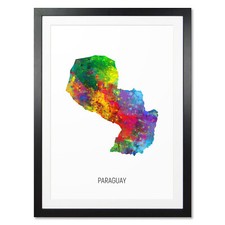 Listing image for Paraguay Map, Poster, Canvas or Framed Print, watercolour painting 10911